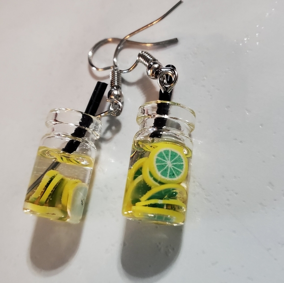 Lemonade with Limes Drink Dangle Earrings - Picture 6 of 11